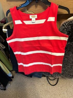 Talbots Orange and White Striped Sleeveless Knit Tank
